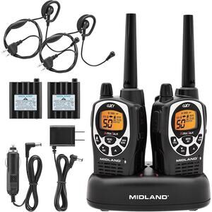 Midland GXT1000VP4 GMRS Two-Way Radio 50 Channel, Black/Silver, 2 Pack
